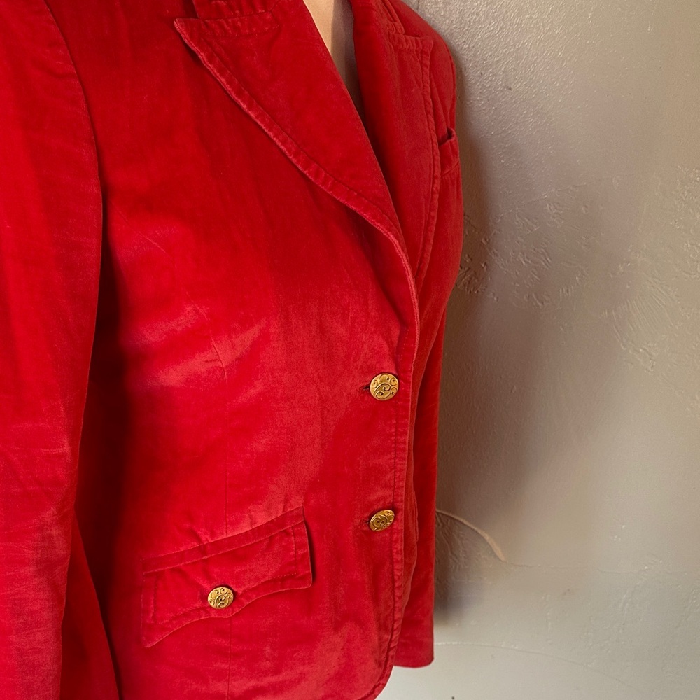Handmade Velvet Blazer – Orange, Gold Buttons, Floral Lining, vintage charm. - Picture 9 of 15